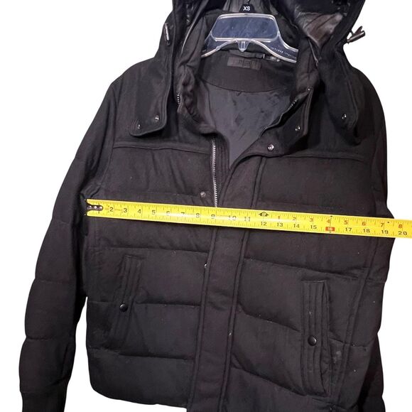 Uniqlo Down Puffer Jacket Womens Small Black Wool Blend Hooded Winter Coat Warm - Picture 11 of 13